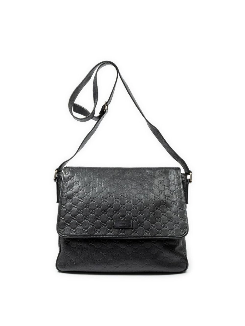 Gucci Large Flap Bag Messenger Black Guccissima